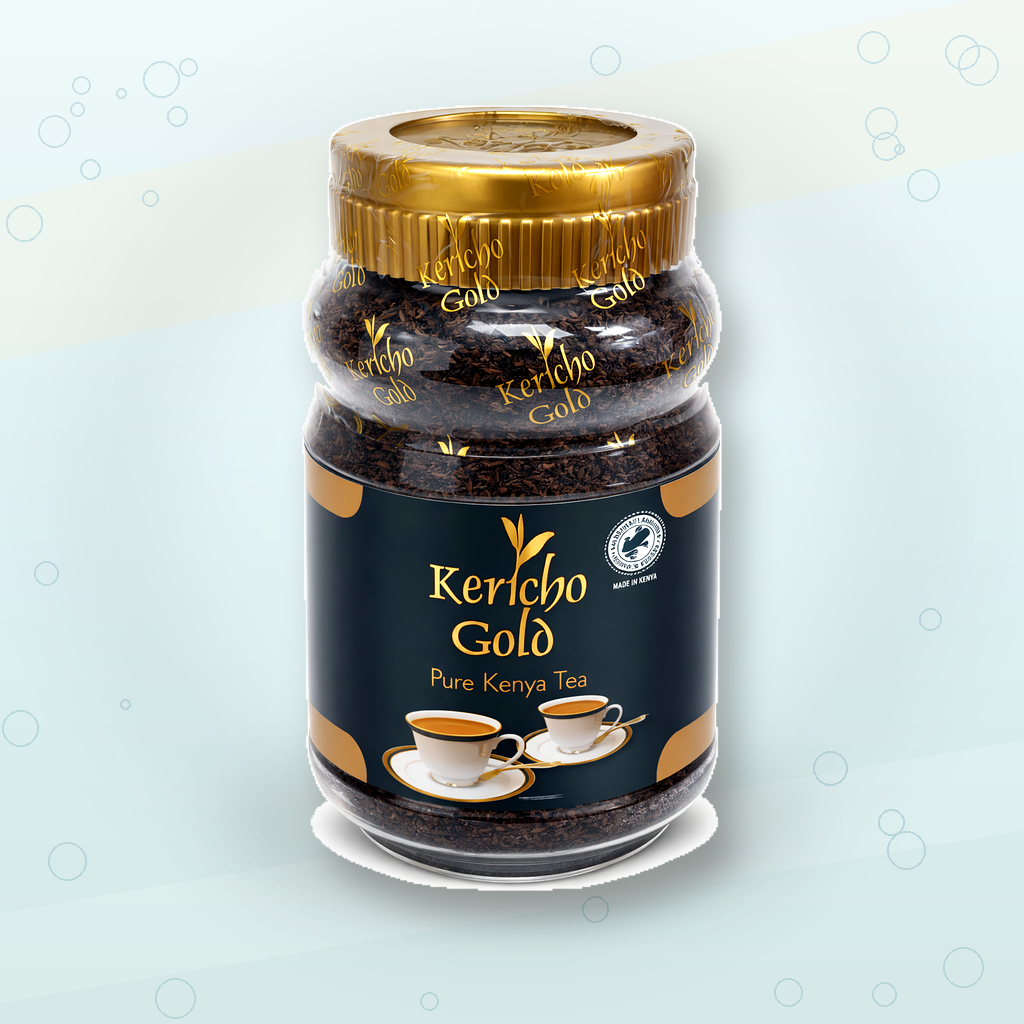 Kericho Gold Pure Kenya Tea Granules – Premium Instant Black Tea from Kenya – Rich Bold African Tea Flavor – Smooth Strong Breakfast Tea, Fast Dissolving Granulated Tea Powder for Hot or Iced Tea – Authentic Kenyan Tea Jar