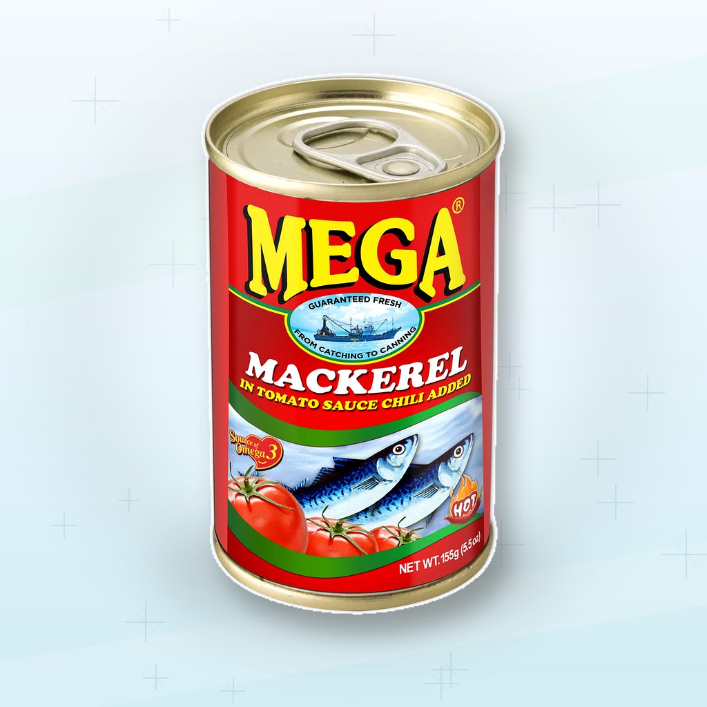 MEGA Mackerel in Tomato Sauce with Chili Added, 155g (5.5 oz) – Canned Mackerel Fish, Spicy Tomato Sauce, Ready to Eat Seafood, High Protein, Omega 3 Rich, Wild Caught Mackerel, Pantry Staple, Shelf Stable Canned Fish