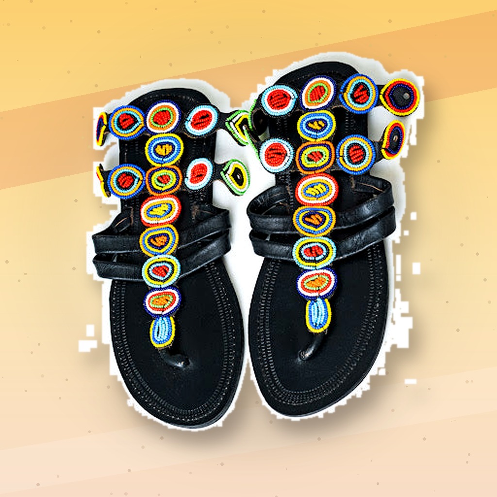 Handmade Beaded African Slippers