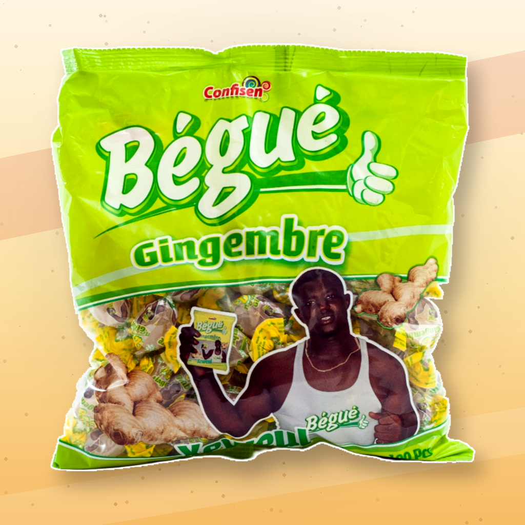 African Delights Begue Ginger Candy, Individually Wrapped Sweet and Spicy Ginger Candy