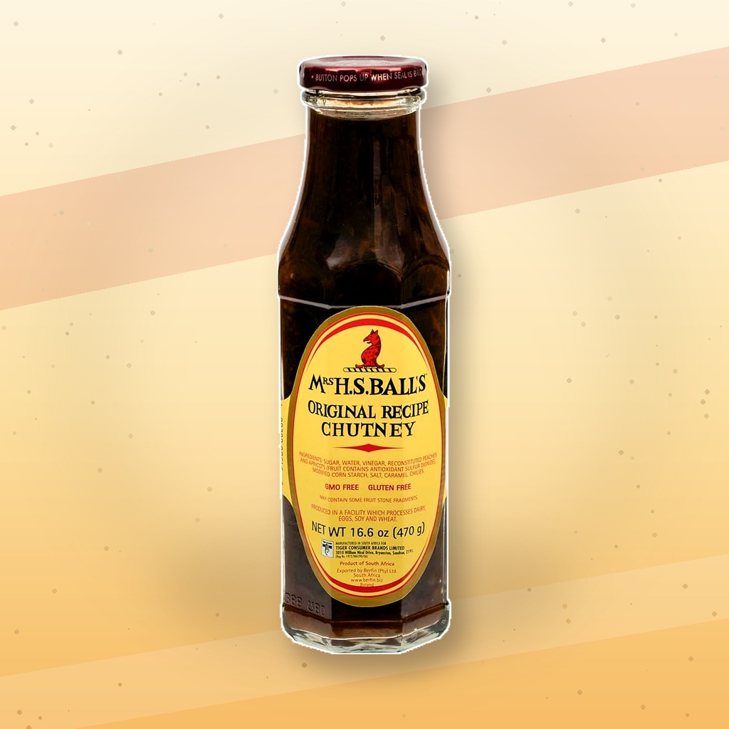 Mrs Balls Original Recipe Chutney South African Condiment Sweet Tangy Fruit Sauce Table Marinade Cooking Glaze Dip 470g