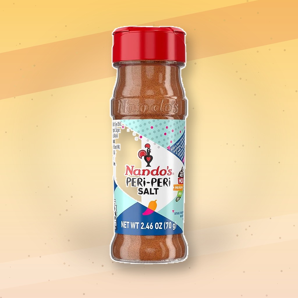 Nando’s Peri-Peri Salt Seasoning 2.46 oz (70 g) – Spicy Chili & Garlic Flavored Salt Blend – African Peri Peri Spice for Chicken, Fries, Meat, Vegetables, BBQ, Grilling, Roasting & Everyday Cooking