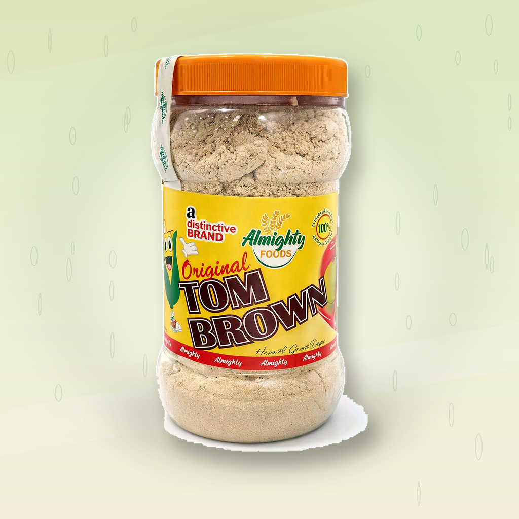 Almighty Foods Original Tom Brown Multigrain Cereal Flour – Traditional African Nutritional Porridge Mix, High Protein Whole Grain Blend, Natural Energy Breakfast Meal, Baby & Family Nutrition Powder, Healthy Instant Porridge (Large Jar)
